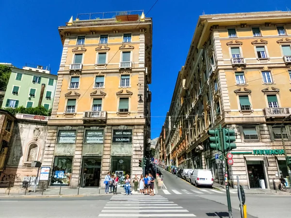 Gênova Ligúria Itália Setembro 2019 Pessoas Rua Central Centro Cidade — Fotografia de Stock