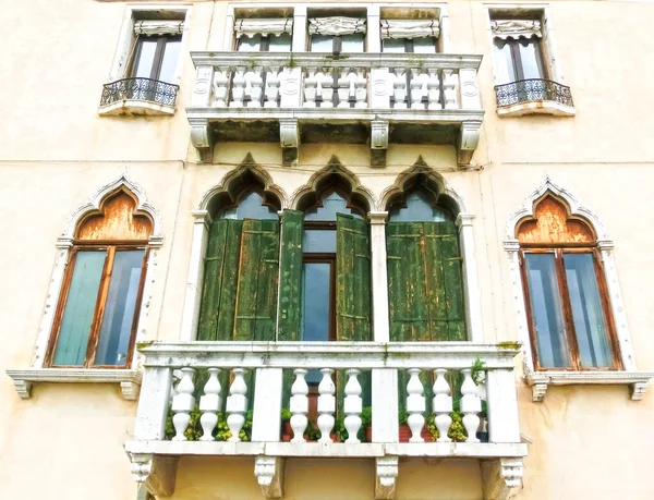 Colorful Old Windows Venice Italy — Stock Photo, Image
