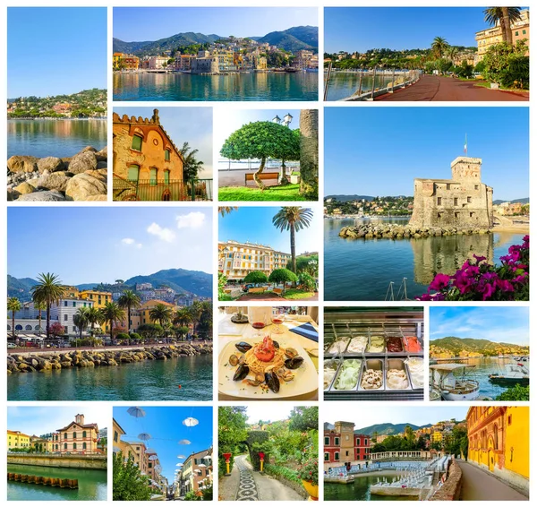 Panorama Town Rapallo Liguria Italy Collage — Stock Photo, Image