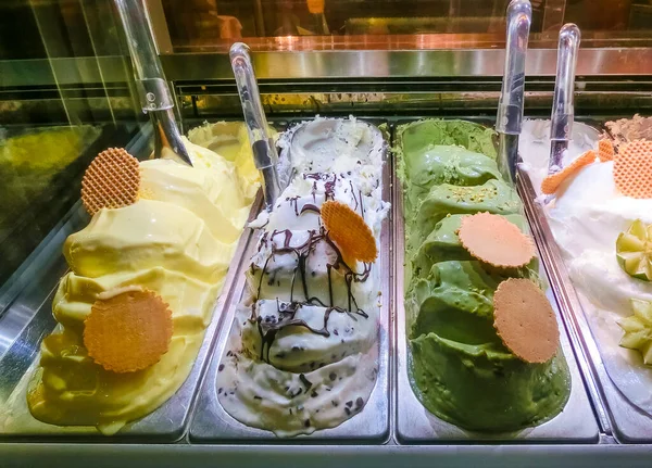 Différentes Saveurs Crème Glacée Italienne Gênes Italie — Photo