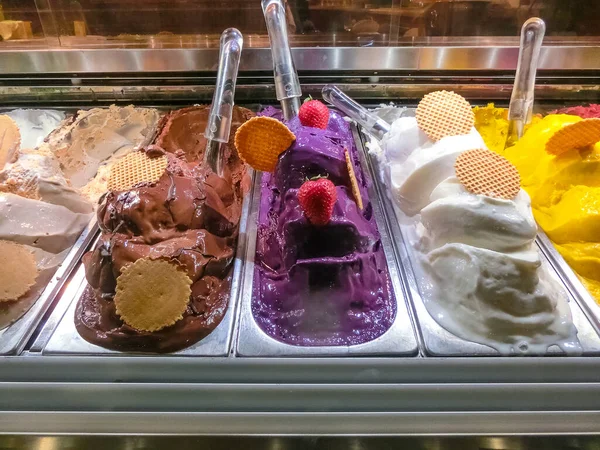 Différentes Saveurs Crème Glacée Italienne Gênes Italie — Photo