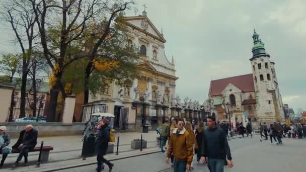 Krakow, Poland - Nov 16, 2019: church of St. Peter and Paul in old town — Stock Video