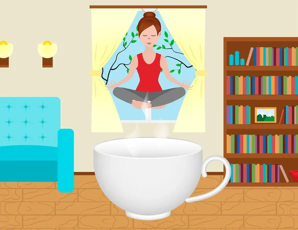 Illustration girl yoga — Stock Photo, Image