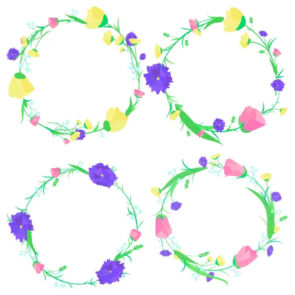 Set of wreaths of flowers — Stock Vector