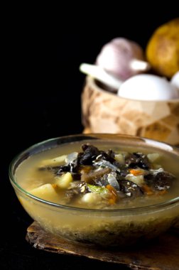  tahta kaşık mantar çorba mantar kase 