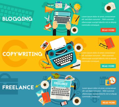 Blogging, serbest ve Copywriting kavramı afiş