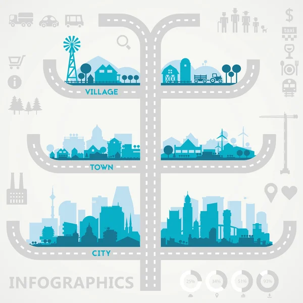 Ciudad Skyline Sets — Archivo Imágenes Vectoriales