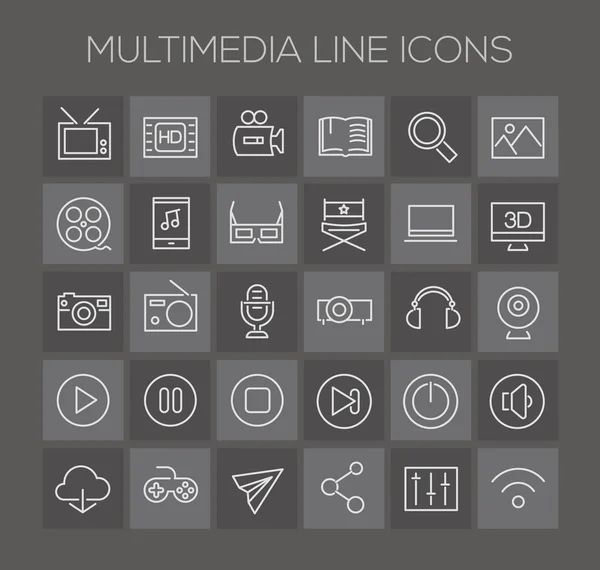 Sammlung multimedialer Inline-Icons — Stockvektor