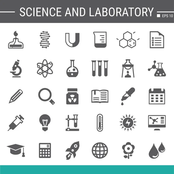 Vetenskap och laboratorium ikoner set — Stock vektor