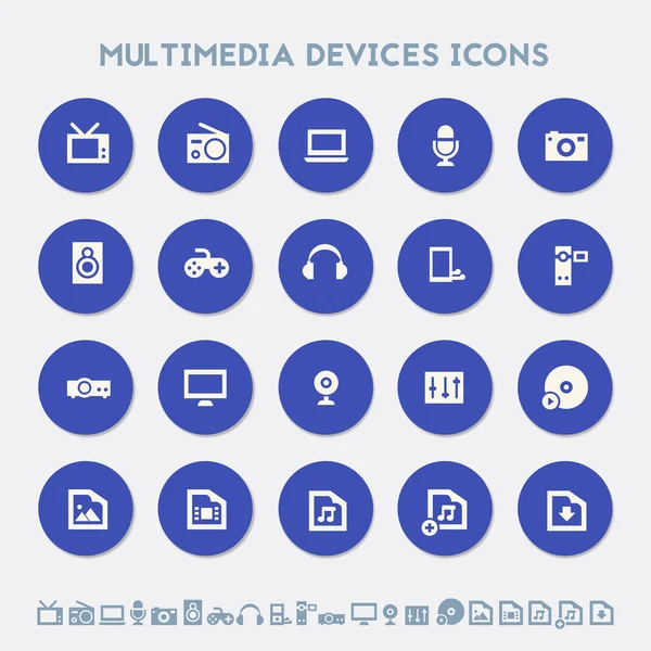 Set di icone per dispositivi multimediali — Vettoriale Stock