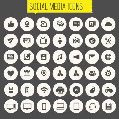 Trendy büyük sosyal medya Icon set