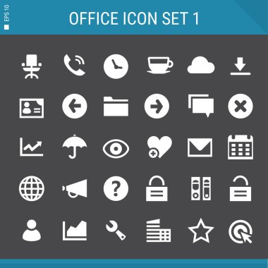 Temel düz Office Icons set