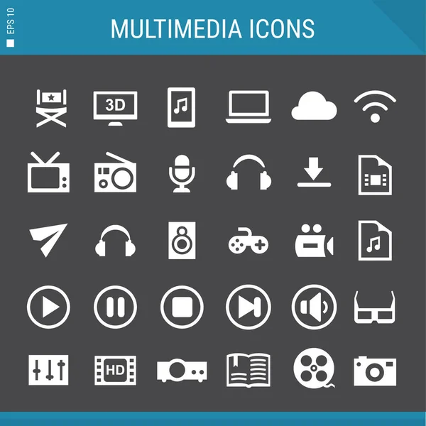Multimedia Ikonuppsättning — Stock vektor