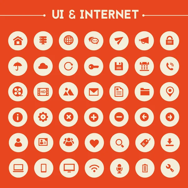 Velké ikony nastavit Ui a Internetu — Stockový vektor