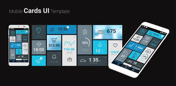 Mobilnych kart interfejsu użytkownika 3d makieta — Wektor stockowy