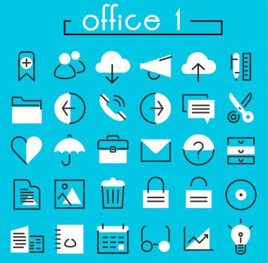 Office 1 doğrusal Icons collection