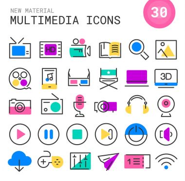 Multimedya doğrusal Icons collection