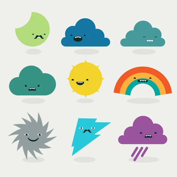 Ładna pogoda emojis characters kolekcji — Wektor stockowy