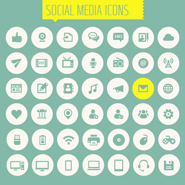 Gran conjunto de iconos de redes sociales — Vector de stock
