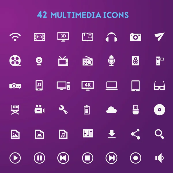 Multimedya Icon set — Stok Vektör
