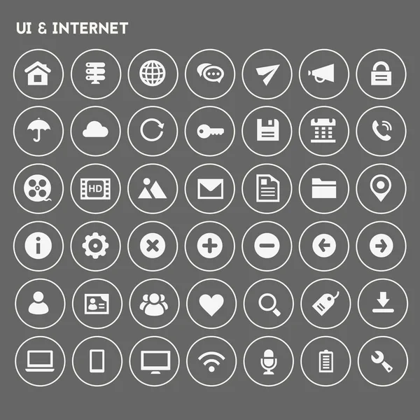 UI och Internet Ikonuppsättning — Stock vektor