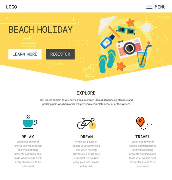 One Page Website Design — Stock Vector