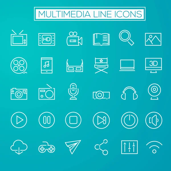 Inline Multimedia Icons — Stock Vector