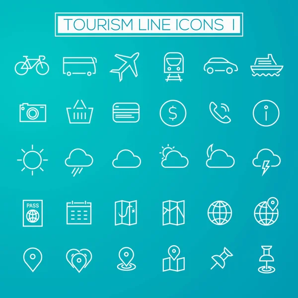 Inline Tourism Icons — Stock Vector