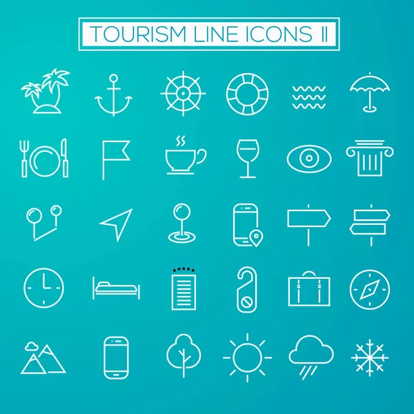 Inline Tourism Icons — Stock Vector