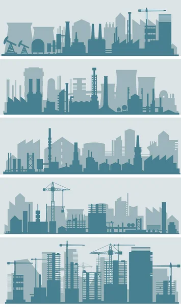 Industriële stad skyline sets — Stockvector