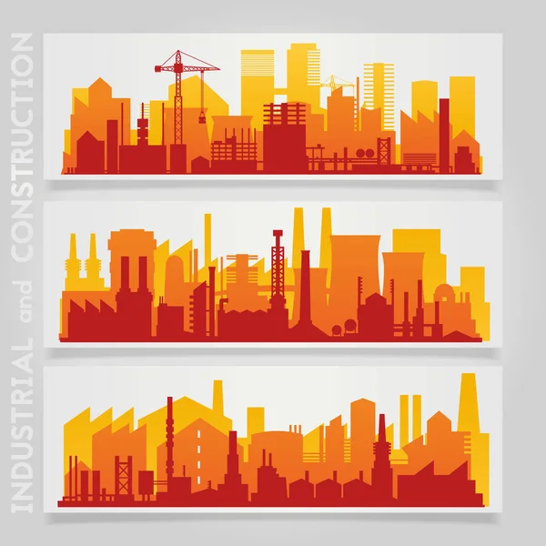 Ciudad industrial skyline sets — Vector de stock