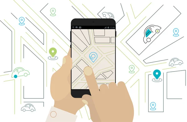 Mobil araba paylaşımı, gezinti, konumu App kavramı
