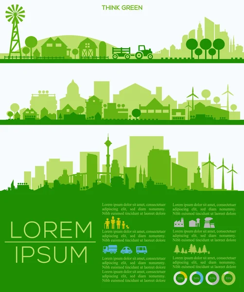 Elegantes infografías del paisaje urbano — Vector de stock