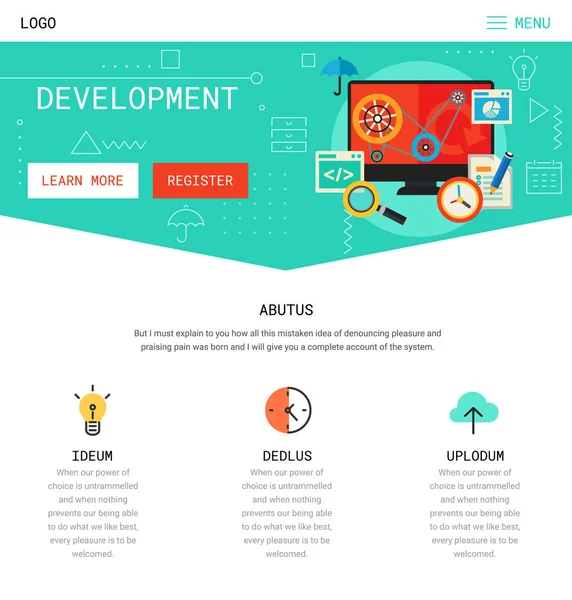 Trendy responsive Landing Page — Stockvektor