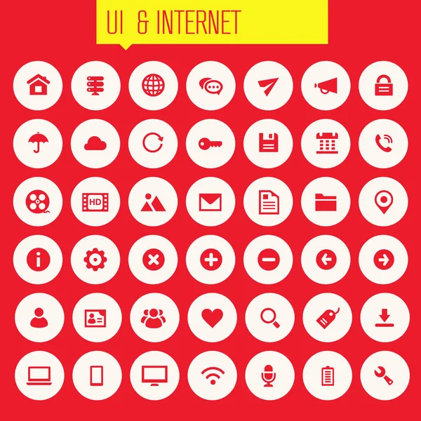 Set de pictograme UI și Internet — Vector de stoc