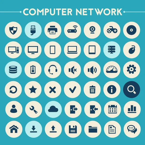 Conjunto de iconos de redes informáticas grandes — Vector de stock