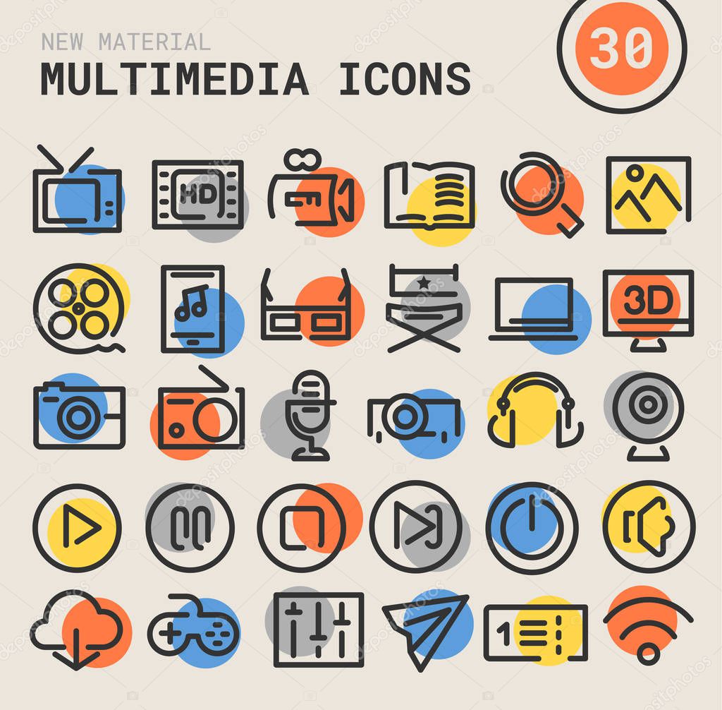 Trendy Multimedia icons 