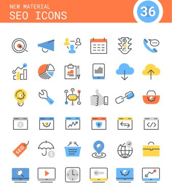Modaya uygun doğrusal Seo simgeler
