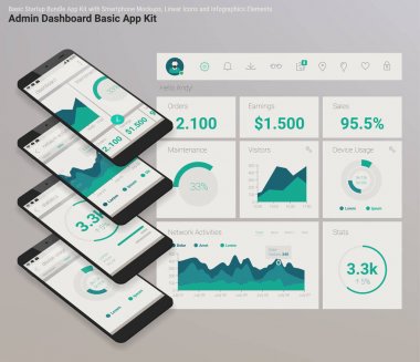 Smartphone örnekler ve infographics grafik seti