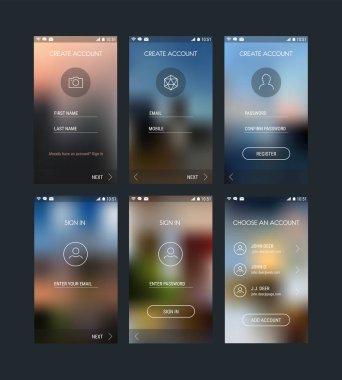 Trendy duyarlı mobil UI şablonları 