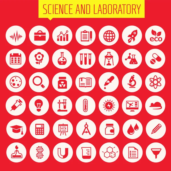 Koleksi ikon sains dan laboratorium - Stok Vektor
