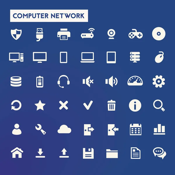 Grote computernetwerken pictogramserie — Stockvector