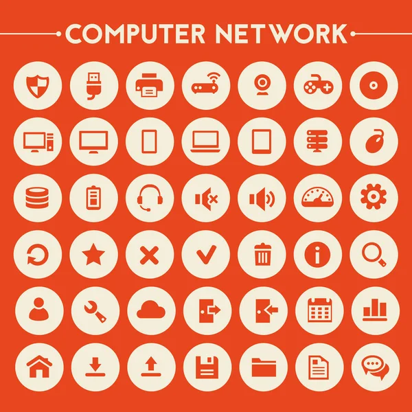 Büyük bilgisayar ağları Icon set — Stok Vektör
