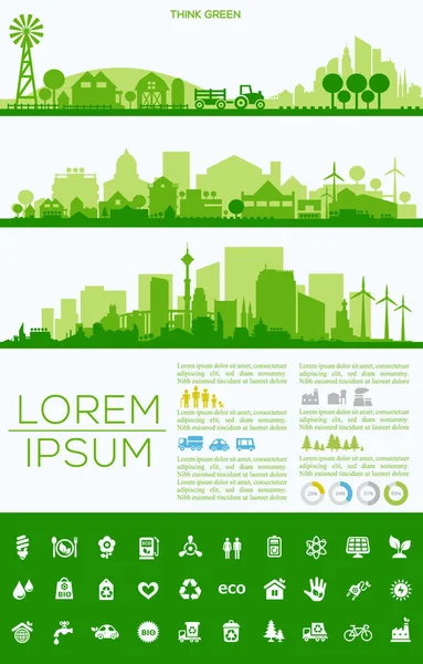 Elegantes infografías del paisaje urbano — Vector de stock