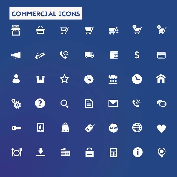 Ensemble de grandes icônes commerciales — Image vectorielle