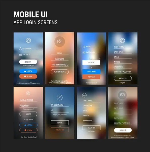 Μοντέρνα ανταποκρίνεται κινητά πρότυπα Ui — Διανυσματικό Αρχείο