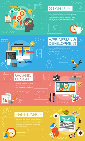 Banners de concepto de proceso creativo — Archivo Imágenes Vectoriales