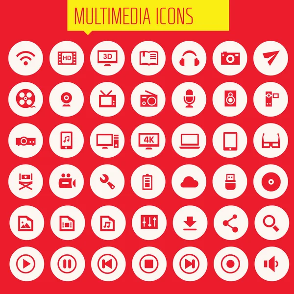 Trendige Multimedia-Ikonen — Stockvektor