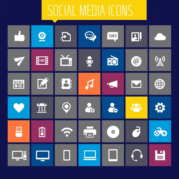 Nastaveny ikony sociálních médií — Stockový vektor