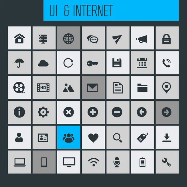 Großer Satz Trendiger Und Internet Ikonen Vektor Illustration — Stockvektor